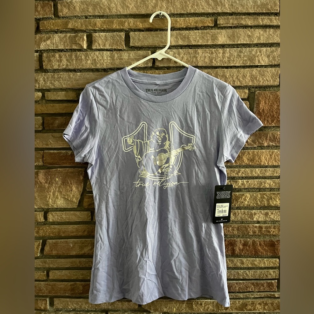 True Religion Lilac and silver short sleeve shirt US: Small